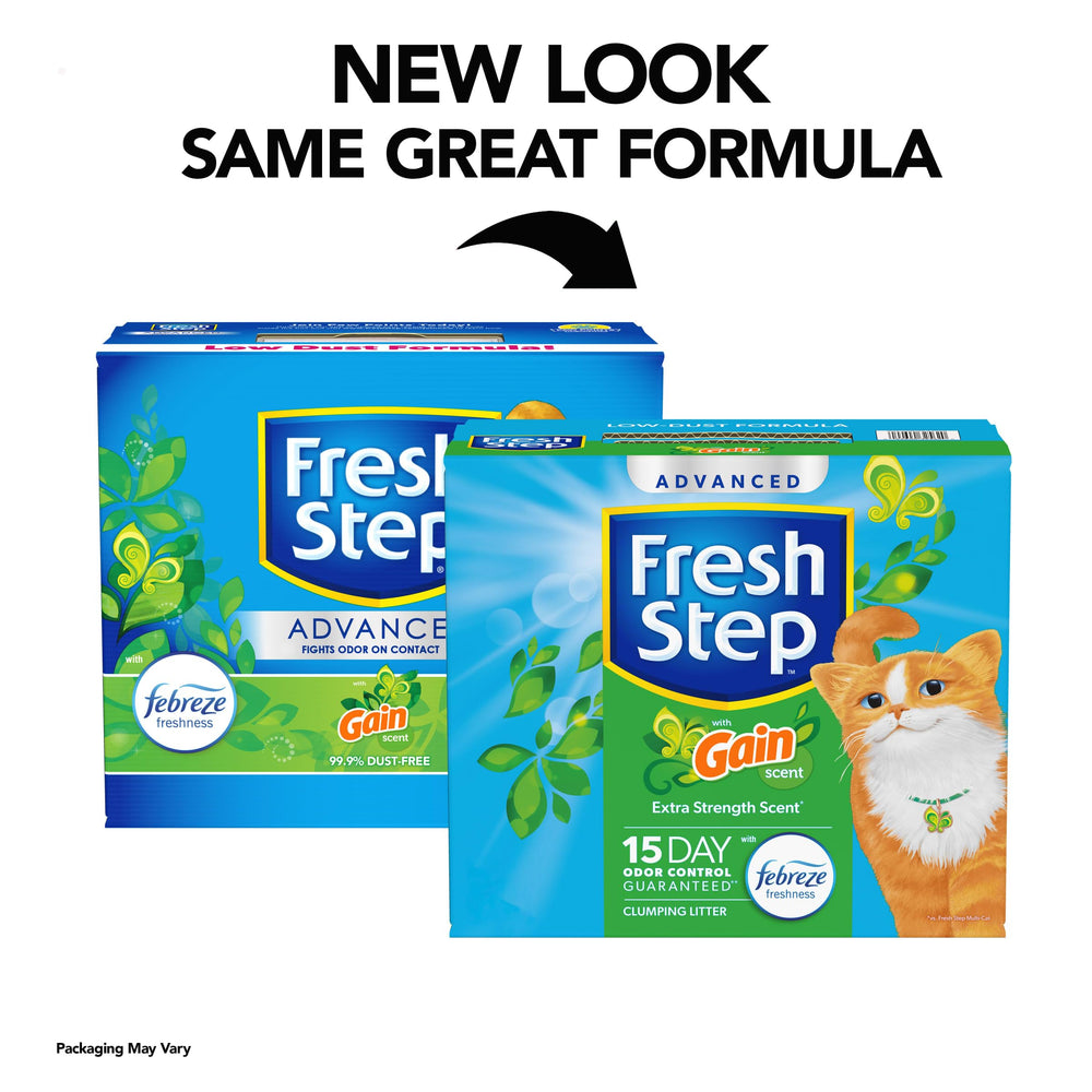 Advanced Clumping Litter with Febreze Freshness with Gain Scent, Fights Odor on Contact, 37 lbs. (2 x 18.5 lb. Box) (Package May Vary)