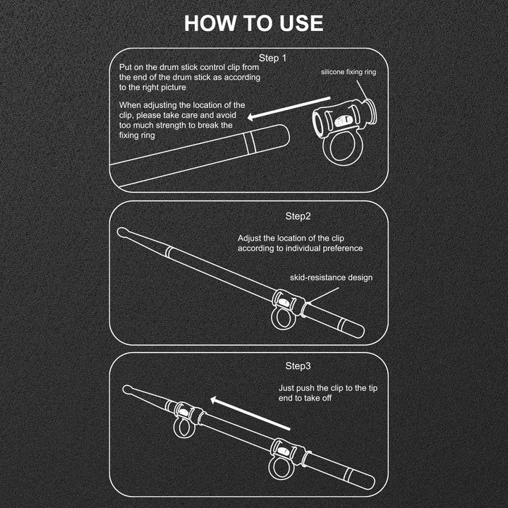 Drumsticks Grips with Drum mutes, Drumsticks Accessories for 5A drum sticks, Easy Stick Twirl, Grip or Control Clips, Good for Beginner Drummer,