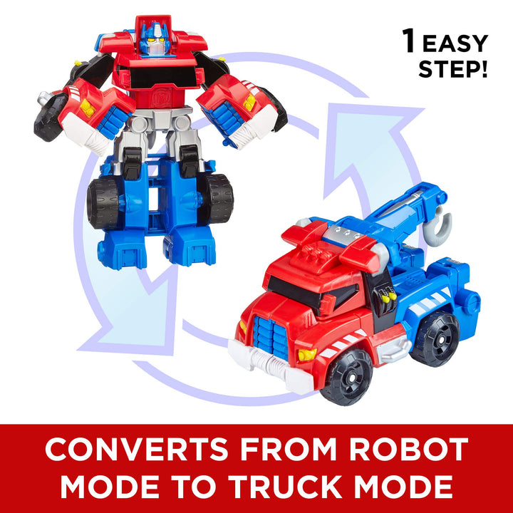 Playskool Heroes Rescue Bots Optimus Prime, 4.5-Inch Action Figure, Kids Converting Robot Toy, Christmas Stocking Stuffers, Ages 3+