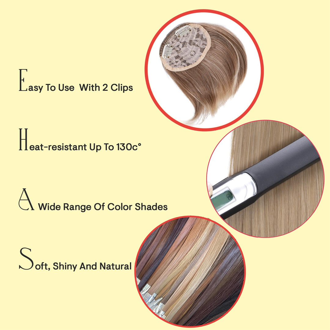 Prettyshop Clip in Extensions chestnut brown mix # 4T35 HF1-2: PRETTYSHOP Fringe Bangs Clip in Extension Hair Piece Heat-Resisting Synthetic Fiber chestnut brown mix # 4T35 HF1-2