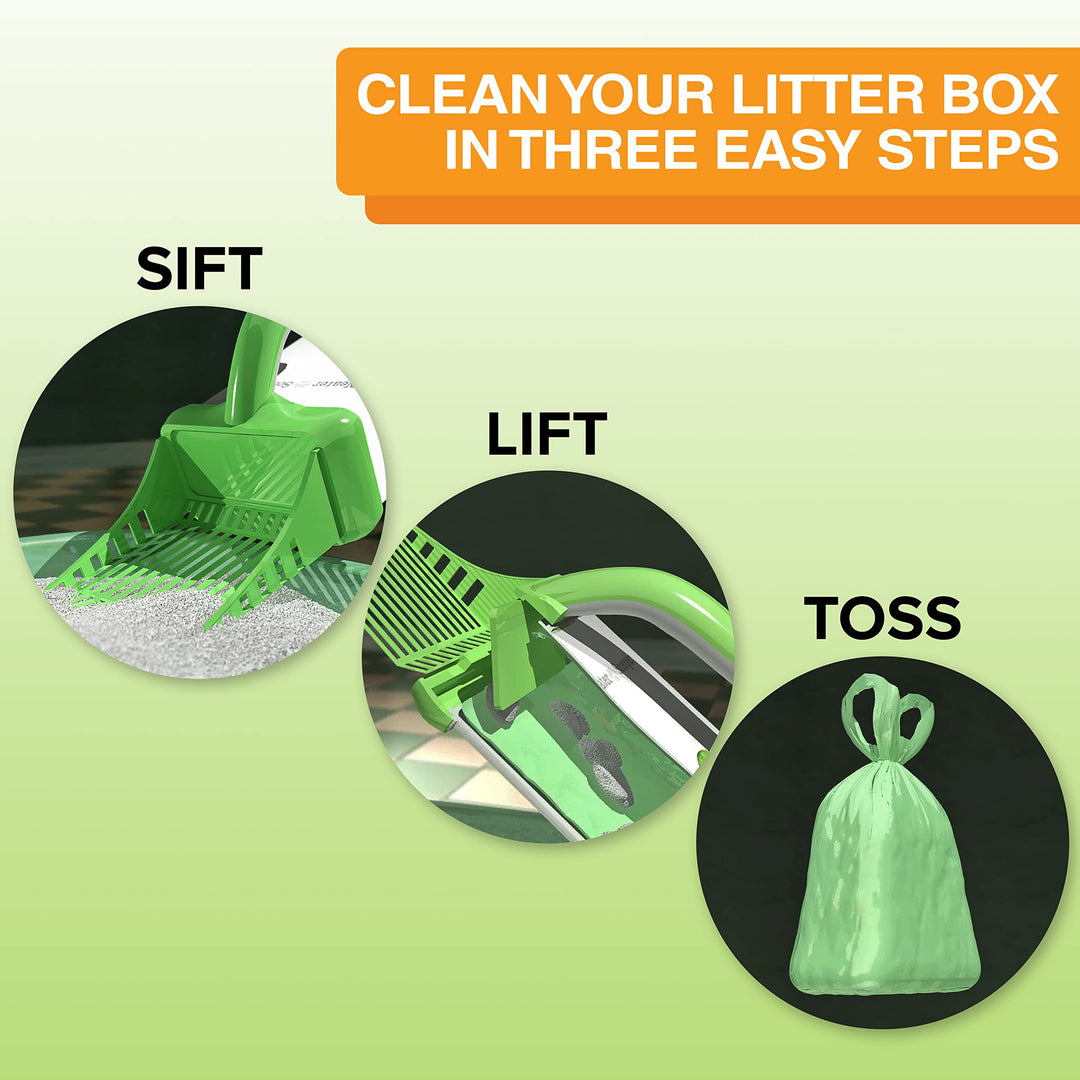 - Neater Scooper Mess-Free Cat Litter Scoop - Scoop to Bag Spill-Proof Kitty Litter Sifter System with Waste Bin - Includes 60 Refill Bags, Green