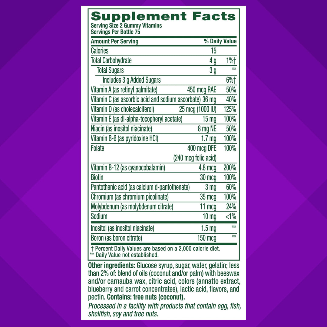 MultiVites Gummy Multivitamins for Adults with 12 Vitamins and Minerals, Berry, Peach and Orange Flavored, America’s Number 1 Gummy Vitamin Brand, 75 Day Supply, 150 Count