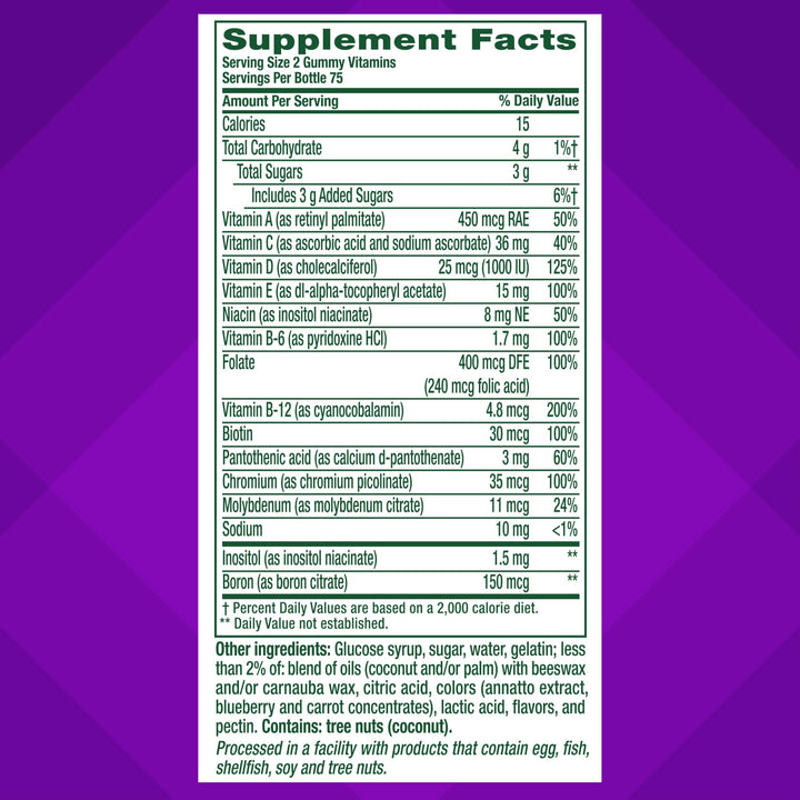 MultiVites Gummy Multivitamins for Adults with 12 Vitamins and Minerals, Berry, Peach and Orange Flavored, America’s Number 1 Gummy Vitamin Brand, 75 Day Supply, 150 Count