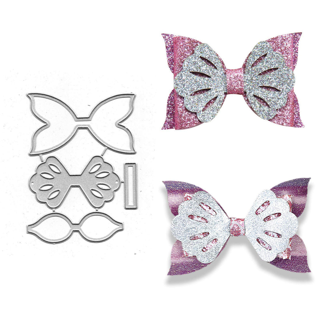 3pcs Feather Bows Metal Die Cuts,Flower Kids Hair Bow Clip Cutting Dies Cut Stencils for DIY Scrapbooking Decorative Embossing Paper Leather Scrapbooking Card Making