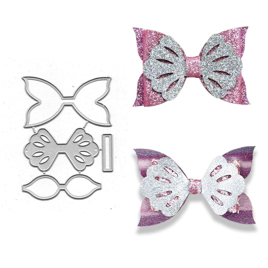 3pcs Feather Bows Metal Die Cuts,Flower Kids Hair Bow Clip Cutting Dies Cut Stencils for DIY Scrapbooking Decorative Embossing Paper Leather Scrapbooking Card Making