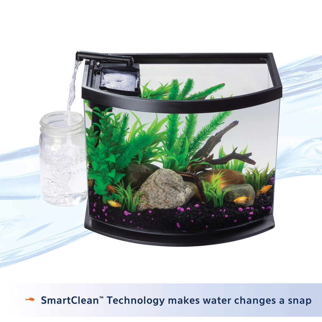 LED MiniBow Small Aquarium Fish Tank Kit with SmartClean Technology, Black, 5 Gallon