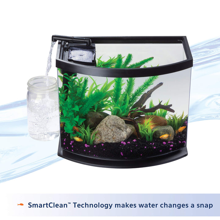 LED MiniBow Small Aquarium Fish Tank Kit with SmartClean Technology, Black, 5 Gallon