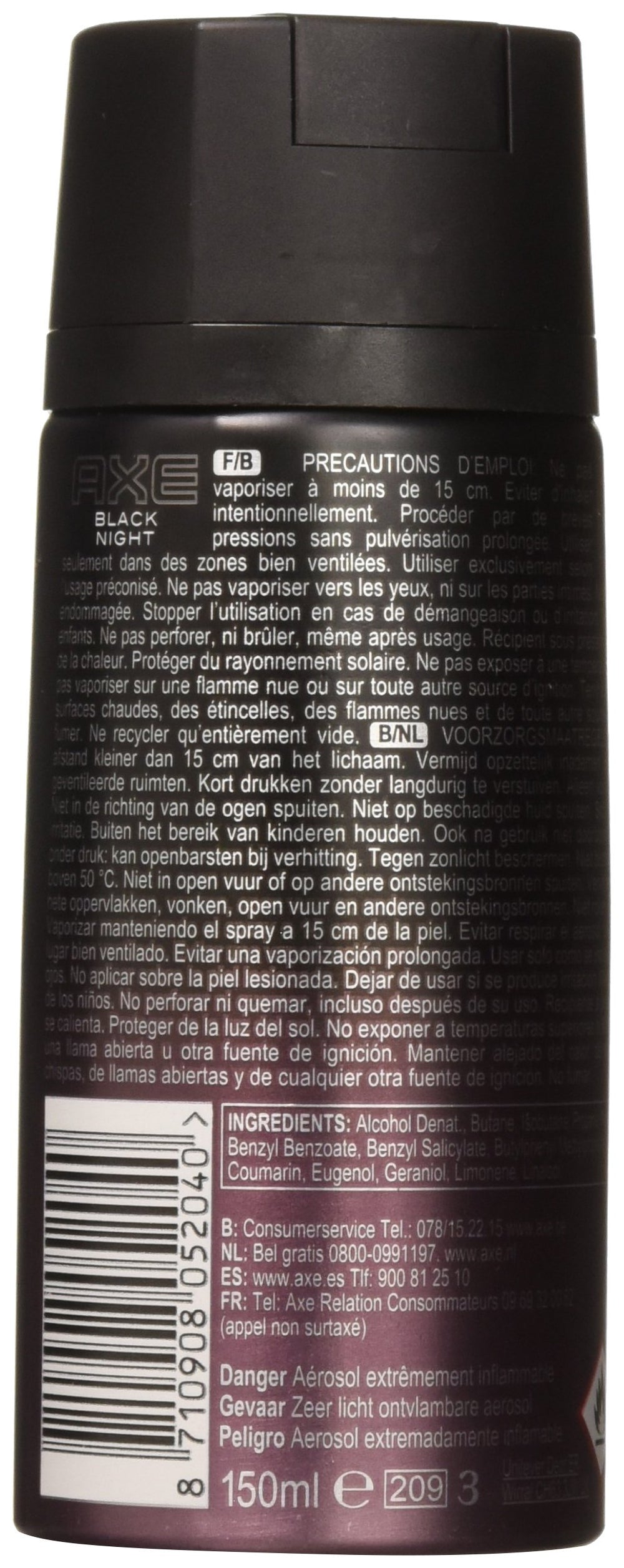 BODYSPRAY BLACK NIGHT DEODORANT 150ML (LOT OF 6)
