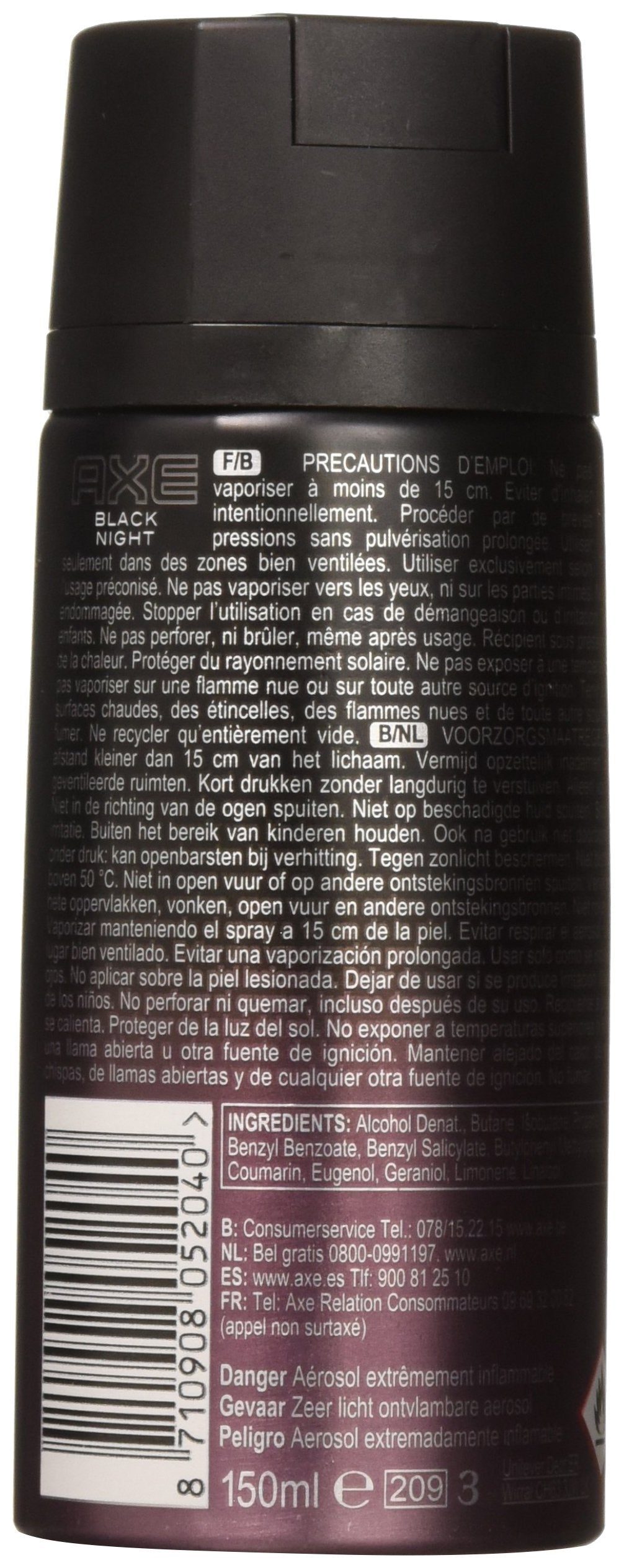 BODYSPRAY BLACK NIGHT DEODORANT 150ML (LOT OF 6)