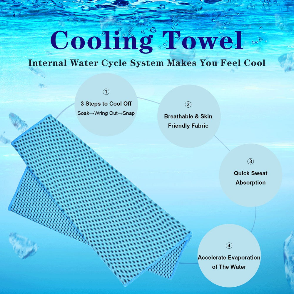 Cooling Towel, 6 Pack Cool Towels Microfiber Chilly Ice Cold Head Band Bandana Neck Wrap (40x 12) for Athletes Men Women Youth Kids Dogs Yoga Outdoor Golf Running Hiking Sports Camping Travel