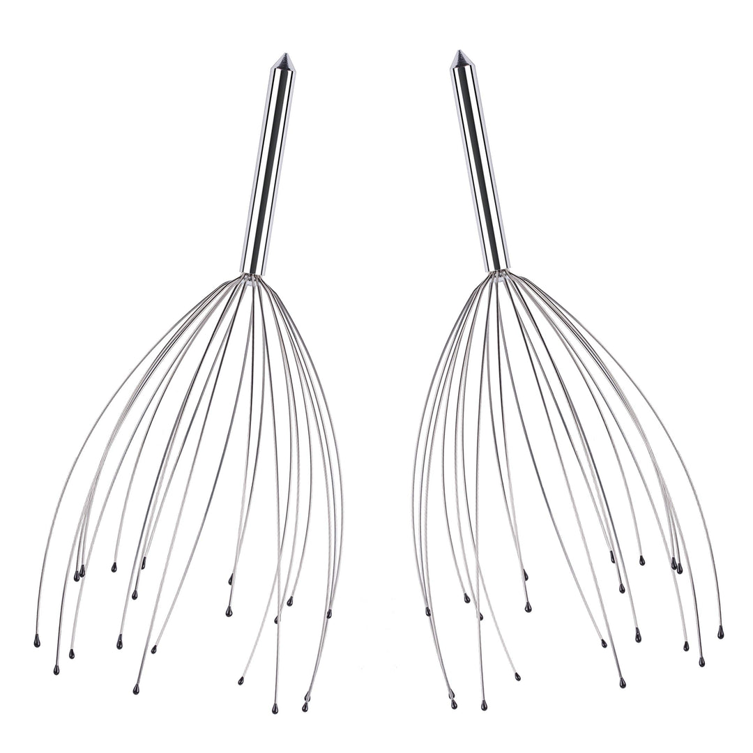Head Scratcher, 20 Fingers Head Massager Scalp Stress Relax, 2 Pack Handheld Scalp Massager, Stress Relief Hair Stimulation Head Massager, Hair Scalp Massager for Head Body Relaxing, Silver