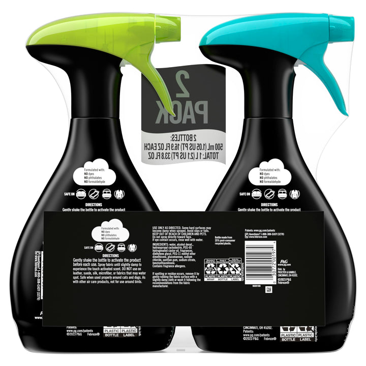 Fabric Spray, Unstopables Touch Fabric Refresher Spray, Odor Eliminator for Strong Odor, Fresh & Paradise, 16.9 Oz (2 Count)