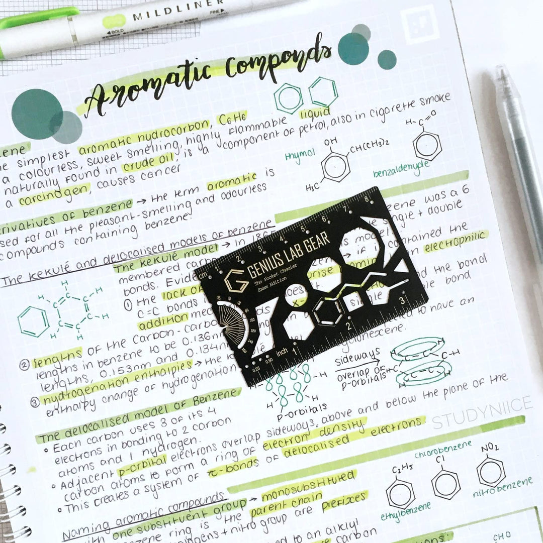 Pocket Chemist Exam Edition: Organic Chemistry Stencil Drawing Template - Chemists, Chemical Engineers, Biochemist Small Metal Ruler - Draw Molecule Shapes - Orgo Tests, Cool Multitool
