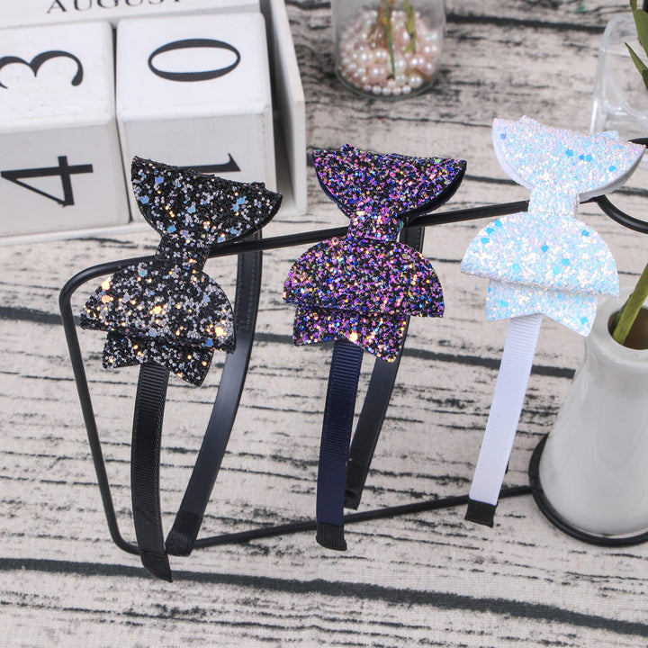 Girls Headband Sequin Glitter BowsHairband Hair Accessories Children Lovely Hair Bands Back to School Bow Headbands Pack of 12