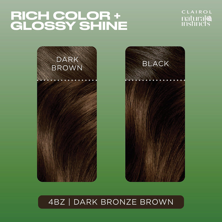 Natural Instincts Demi-Permanent Hair Dye, 4BZ Dark Bronze Brown Hair Color, Pack of 3