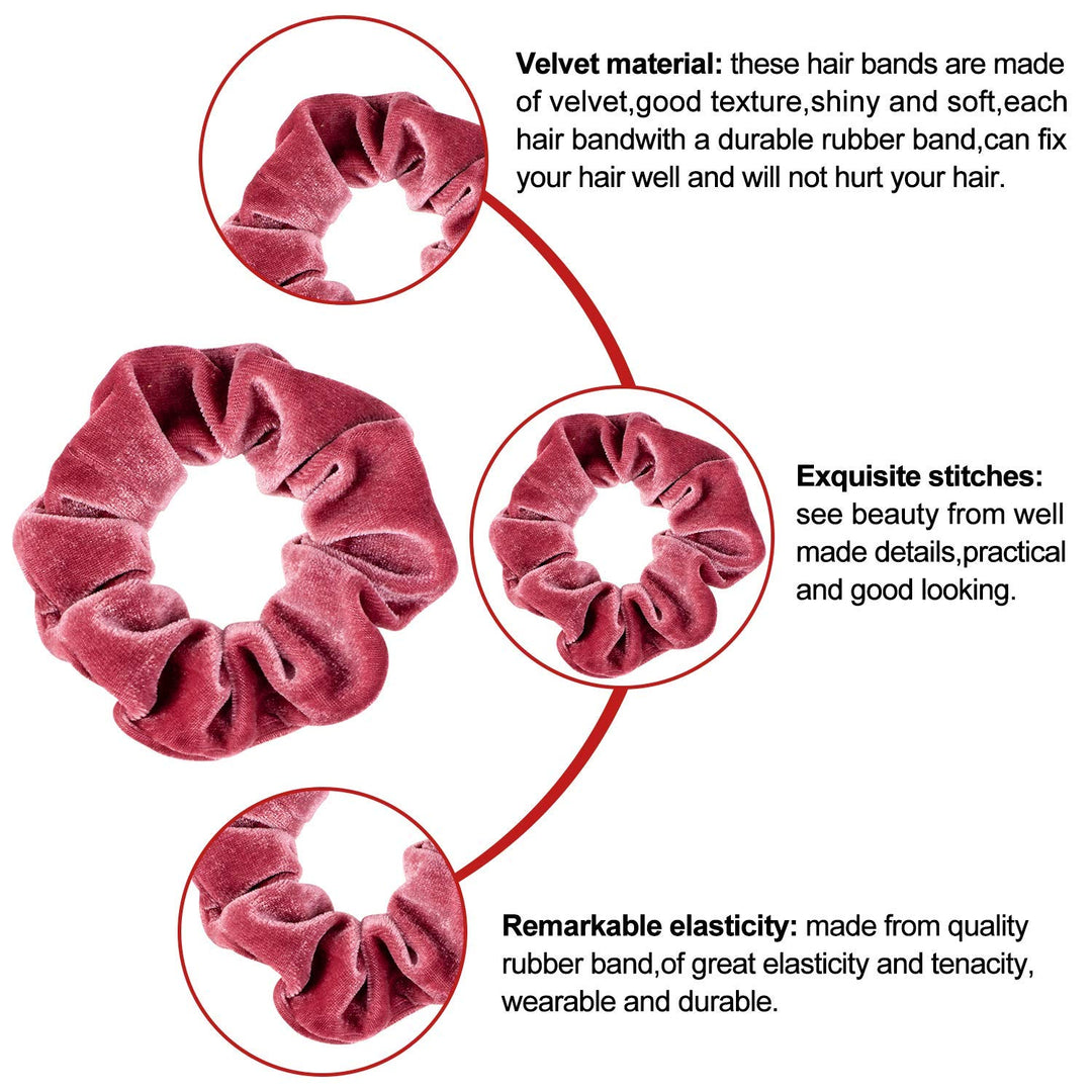 Blush Theme Hair Scrunchies Velvet Elastics Pink Lovers Scrunchy Bobbles Soft Hair Bands Hair Ties Hair Accessories For Women Or Girls (12 Blush)
