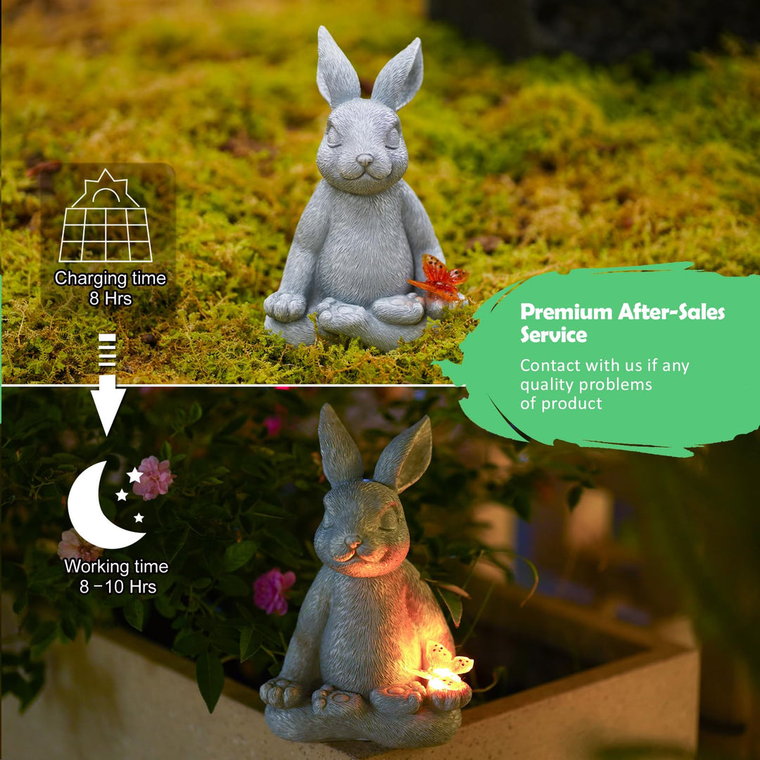 Meditating Zen Garden Decor Solar Statue: Garden Sculptures & Statues - Yard Art Outdoor Garden Clearance Home Decor - House Warming Birthday Easter Gifts for Mom/Women