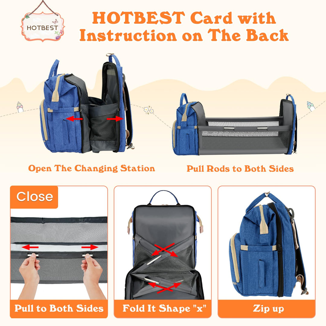 Diaper Bag Backpack, Haze Blue, Large
