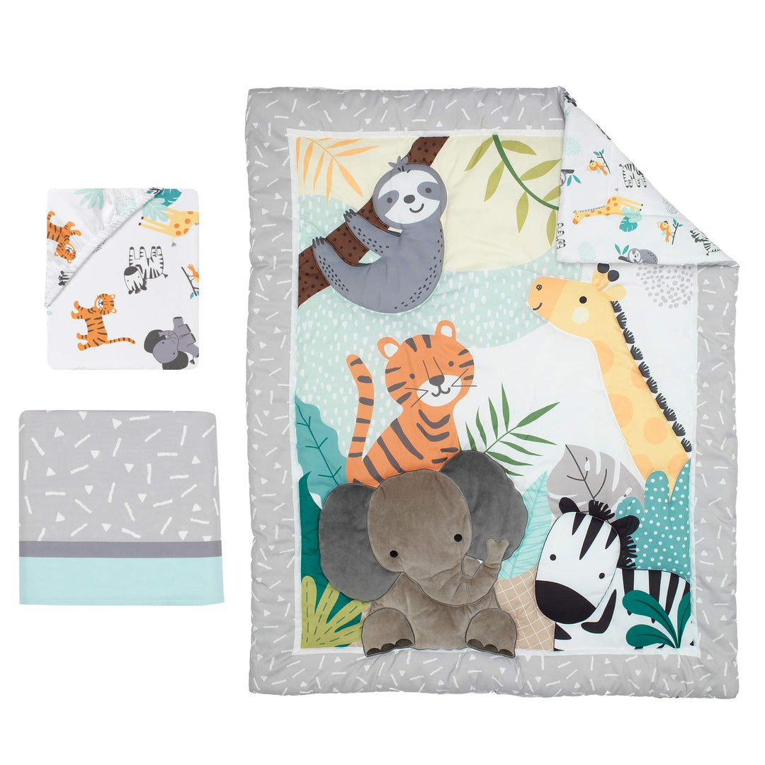 Mighty Jungle 3Piece Crib Bedding Set, Multicolor (283003V)