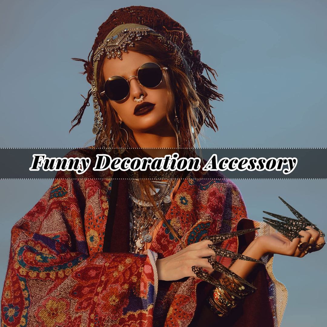 20 Packs halloween Finger Nail Claw Rings Ancient Queen Fingernail Claw Metal Finger Knuckle Claw for Halloween Women Cosplay Costume Drama Dance Show (Gold, Silver)