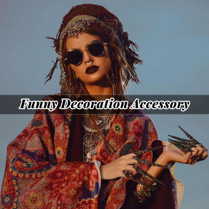 20 Packs halloween Finger Nail Claw Rings Ancient Queen Fingernail Claw Metal Finger Knuckle Claw for Halloween Women Cosplay Costume Drama Dance Show (Gold, Silver)