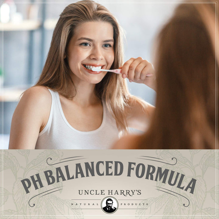 Uncle Harry's All Natural Tooth Powder | Alkalizing Remineralizing Enamel Support & Whitening Toothpaste for Sensitive Teeth | Powder Toothpaste for Gum Health & Fresh Breath (2 oz)