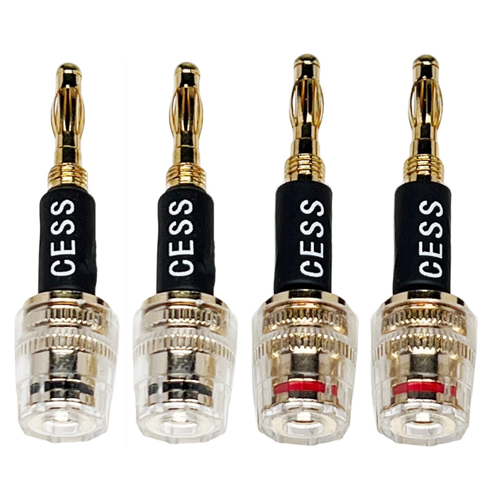 CESS-187 Banana Plug Connect to Spade Fork Plug Speaker Cable Adapter, 4 Pack