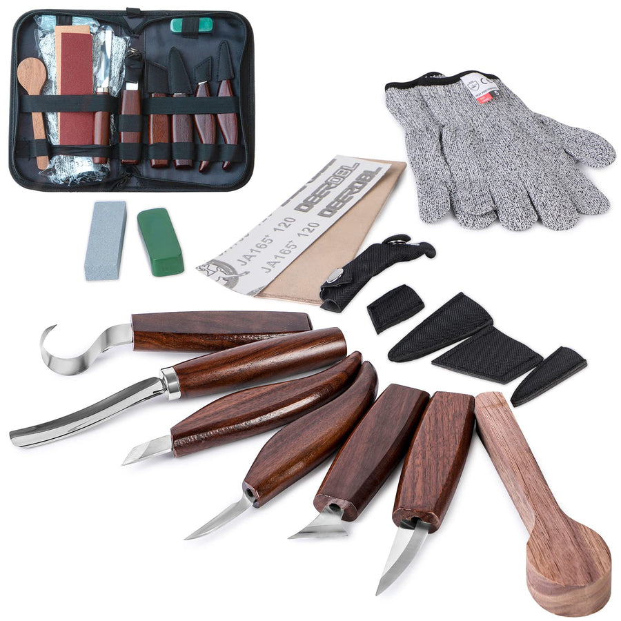 Wood Carving Tools Set,Detail Wood Knife,Hook Carving Knife Kit for Beginners,Trimming Knife for Spoon Bowl Cup Pumpkin Woodwork, Chip Carving Knife Kit,Square handle design(6pcs)