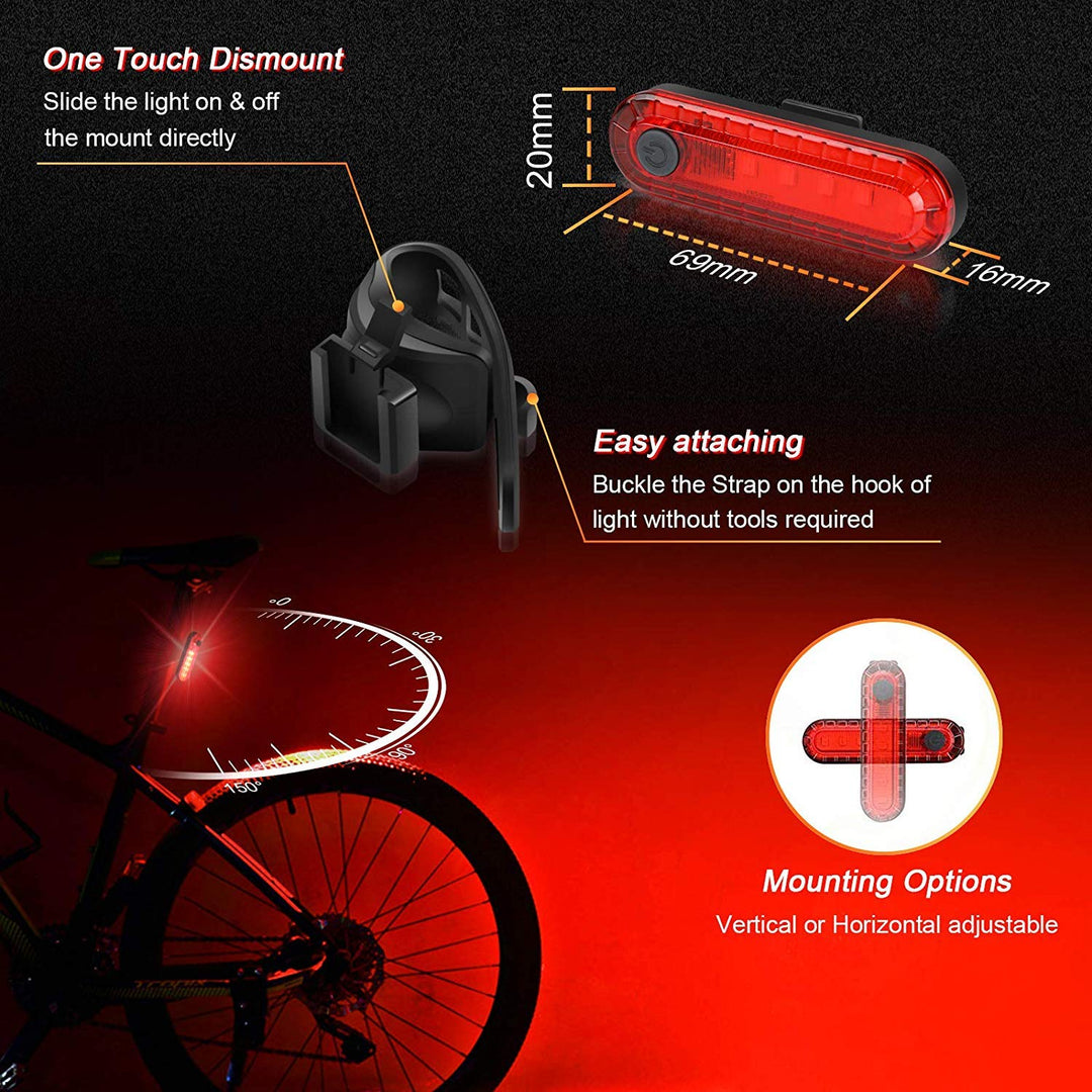 USB Rechargeable Bike Light Set - 3000 Lumens Bike Headlight Super Bright Waterproof Bicycle Light and Taillight for Road Bike, BMX