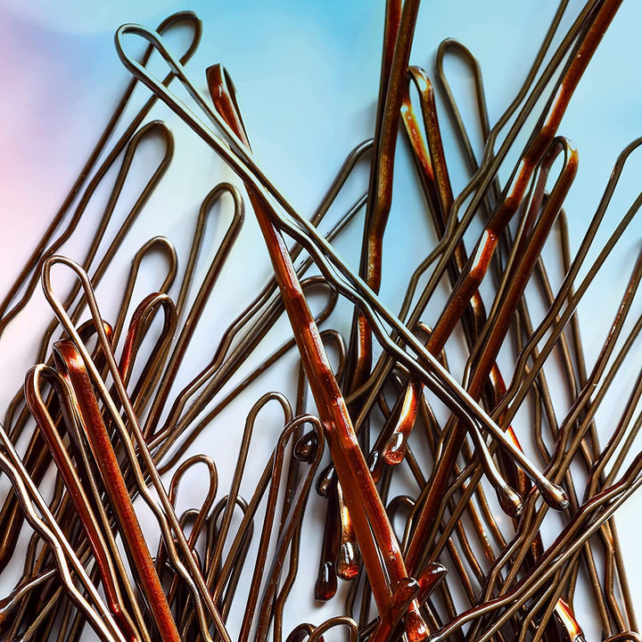 Bobby Pins In Tub, Brown, 500 Pack