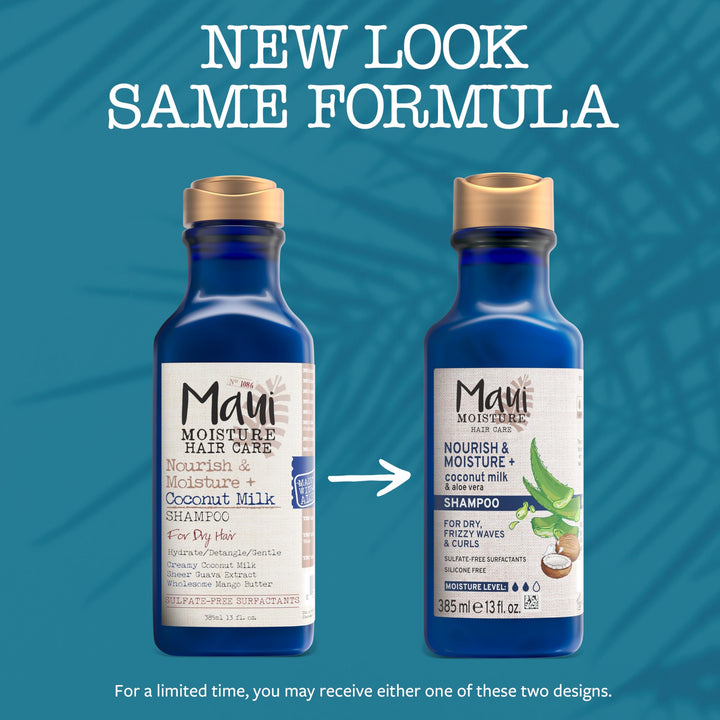 Nourish & Moisture + Coconut Milk Shampoo to Hydrate and Detangle Curly Hair, Lightweight Daily Moisturizing Shampoo, Vegan, Silicone & Paraben-Free, 13 fl oz