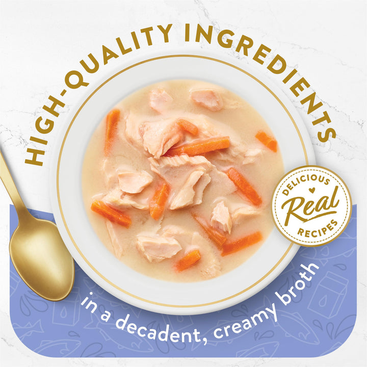 Lickable Wet Cat Food Broth Topper, Creamy Wild Salmon and Whitefish - (Pack of 16) 1.4 oz. Pouches