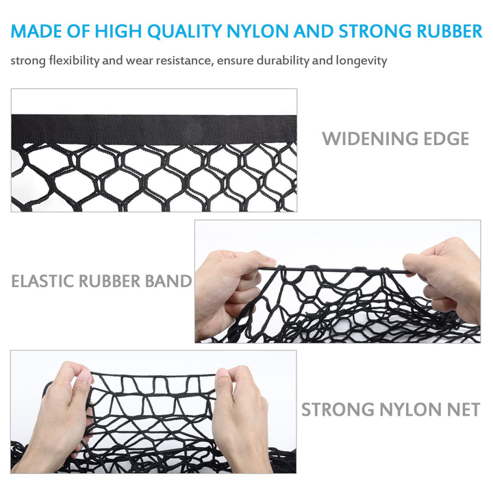 2-Layer Heavy Duty SUV Truck Cargo Net, 43 x 23 Inch Universal Truck Bed Net with Hooks, Adjustable Highly Elastic Storage Organizer Mesh Net Compatible for Pickup Truck SUV