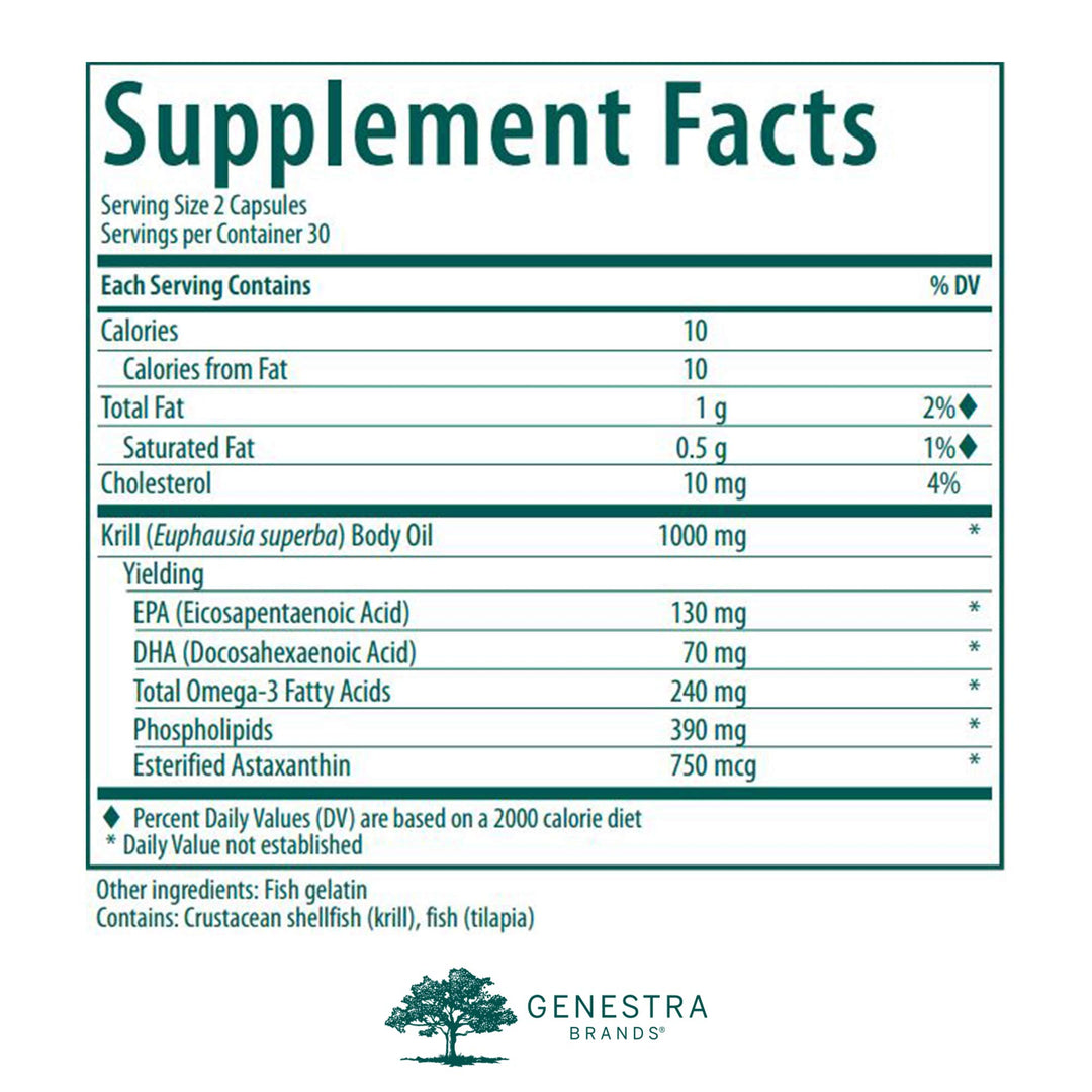 Krill Oil | Blend of Omega-3 Fatty Acids, Phospholipids, and Astaxanthin | 60 Capsules