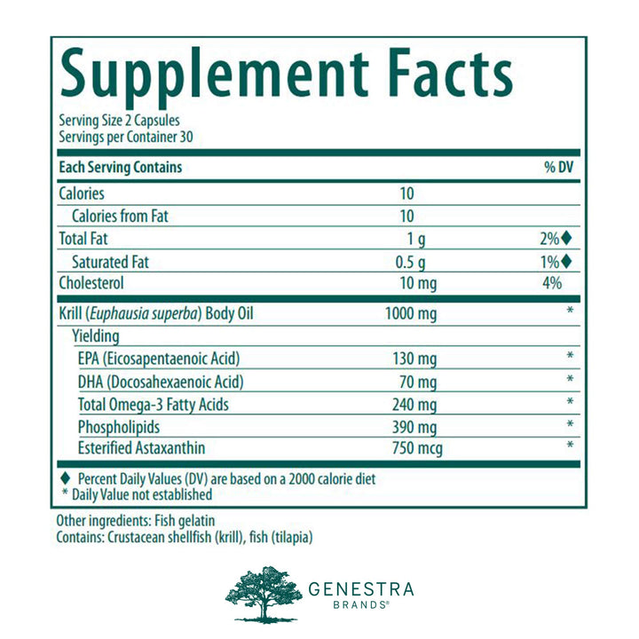Krill Oil | Blend of Omega-3 Fatty Acids, Phospholipids, and Astaxanthin | 60 Capsules