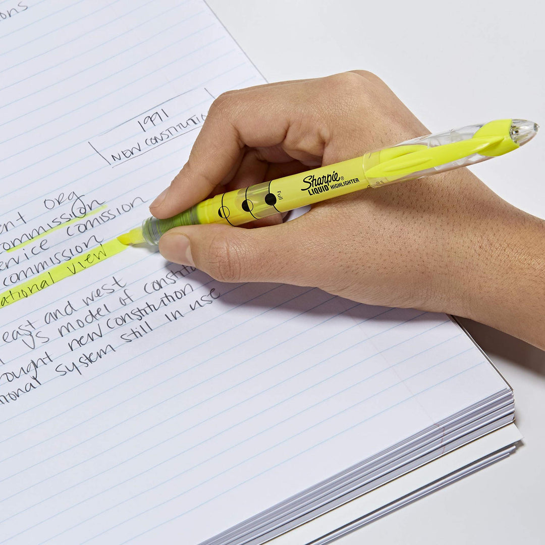 Sharpie Liquid Highlighters, Chisel Tip, Fluorescent Yellow, 5 Count