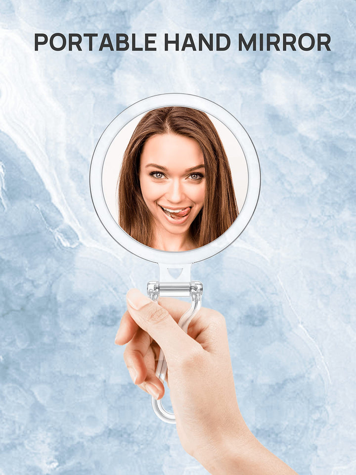 Hand Mirror, Double-Sided 1X/20X Magnifying Foldable Makeup Mirror for Handheld, Table and Travel Usage