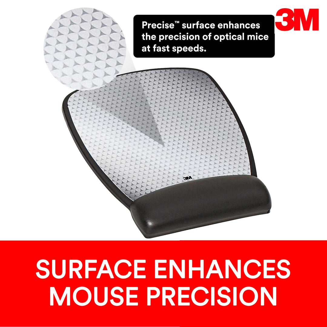 Precise Mouse Pad with Gel Wrist Rest, Soothing Gel Comfort with Durable, Easy to Clean Leatherette Cover, Optical Mouse Performance, 8.6 x 6.8, Black (MW309LE)