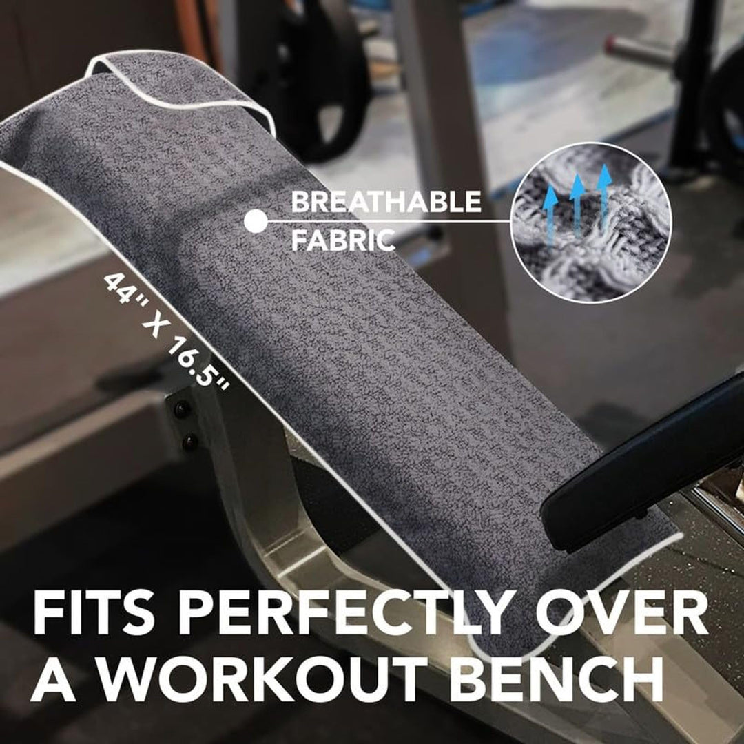 Gym Towels for Sweat 44 x 16.5 (2 Pack) - Absorbent Waffle Fabric Texture Yoga Towel for Gym, Sports, and Exercise - Odor-Free, and Lightweight - for Men and Women - Grey