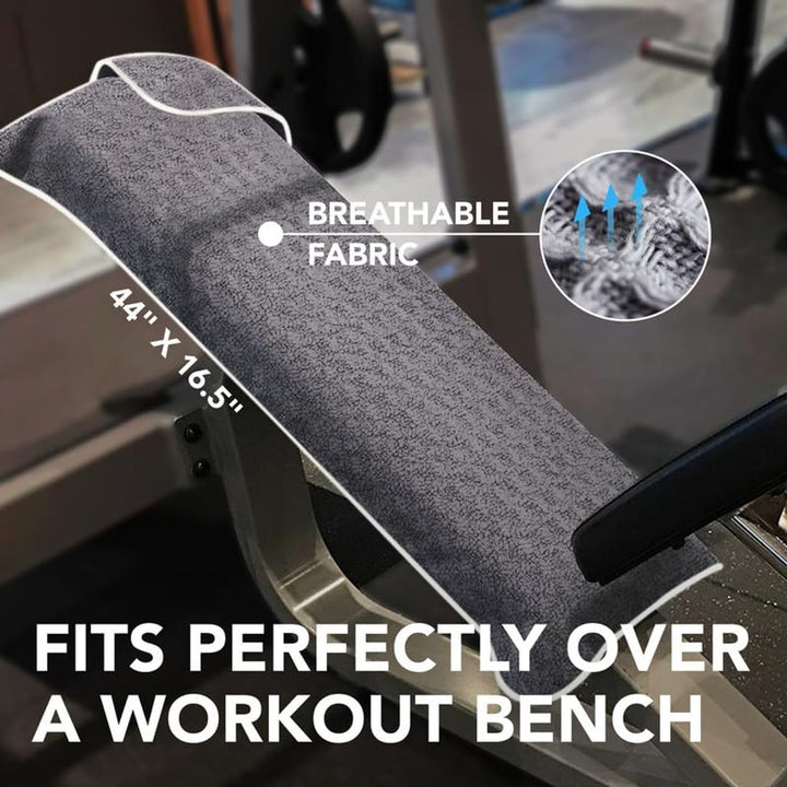 Gym Towels for Sweat 44 x 16.5 (2 Pack) - Absorbent Waffle Fabric Texture Yoga Towel for Gym, Sports, and Exercise - Odor-Free, and Lightweight - for Men and Women - Grey