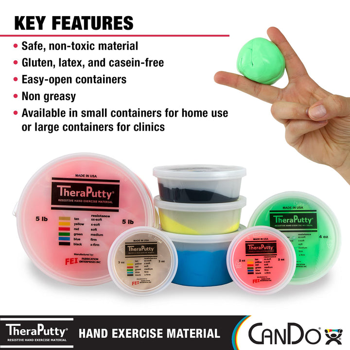 TheraPutty Standard Hand Exercise Putty For Rehabilitation, Exercises, Hand Therapy, Occupational Therapy, Hand Strengthening, Improve Motor Skills, Stress Relief