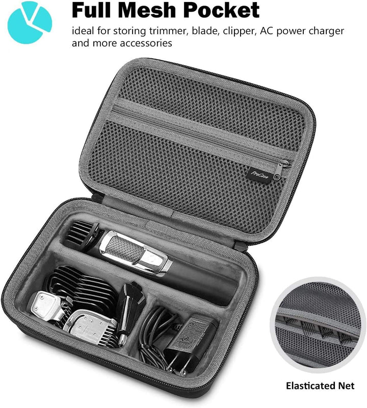 Hard Travel Case for Multigroom Series 3000 5000 7000 MG3750 MG5750/49 MG7750/49 Men's Electric Trimmer Shaver and Attachments Father's Day Choice -Black