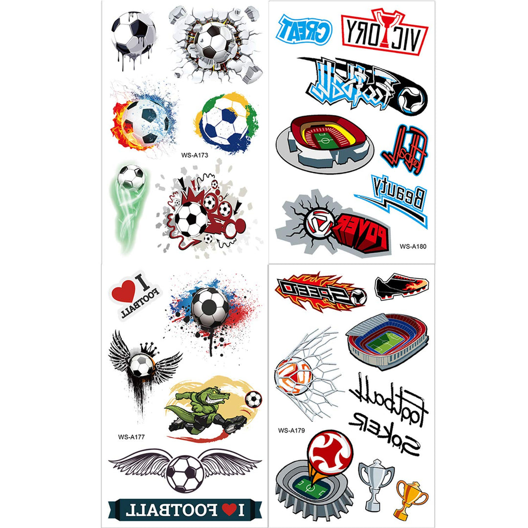 Football Temporary Tattoos Soccer Ball Face Tattoos for Kids Boys World Cup Soccer Fake Tattoos Birthday Party Bag Stocking Stuffer Goody Fillers Kids Games Gift Party Favor Supplies, 10 Sheet