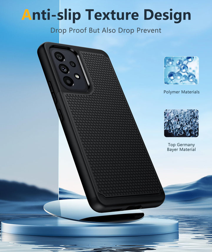 for Samsung Galaxy A53 5G (Galaxy A53 5G UW) Case: Dual Layer Protective Heavy Duty Cell Phone Cover Shockproof Rugged with Non Slip Textured Back - Military Protection - 6.5inch (Matte Black)