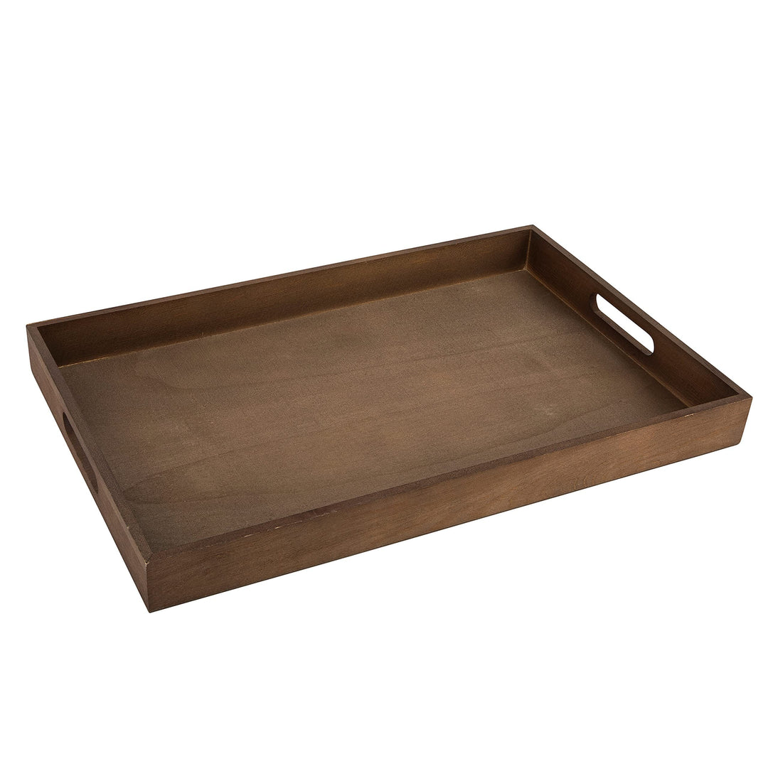 Dark Wood Serving Tray with Handles - Five Piece Nested Breakfast Tray - Wood Crafts Trays for Organizing | Bathroom Tray - Food Trays for Party Buffet Montessori Wooden Trays for Serving & Catering