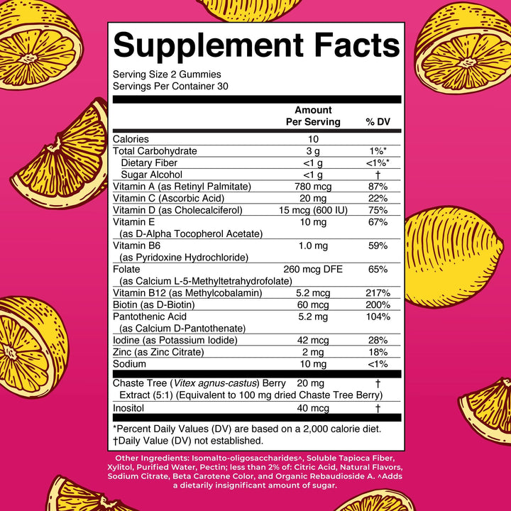 , Sugar Free, Vegan Vitamin Gummy, Immune Support Daily Multivitamin + Chasteberry, Hair, Skin and Nail for Women, 60 Count, Pack of 1