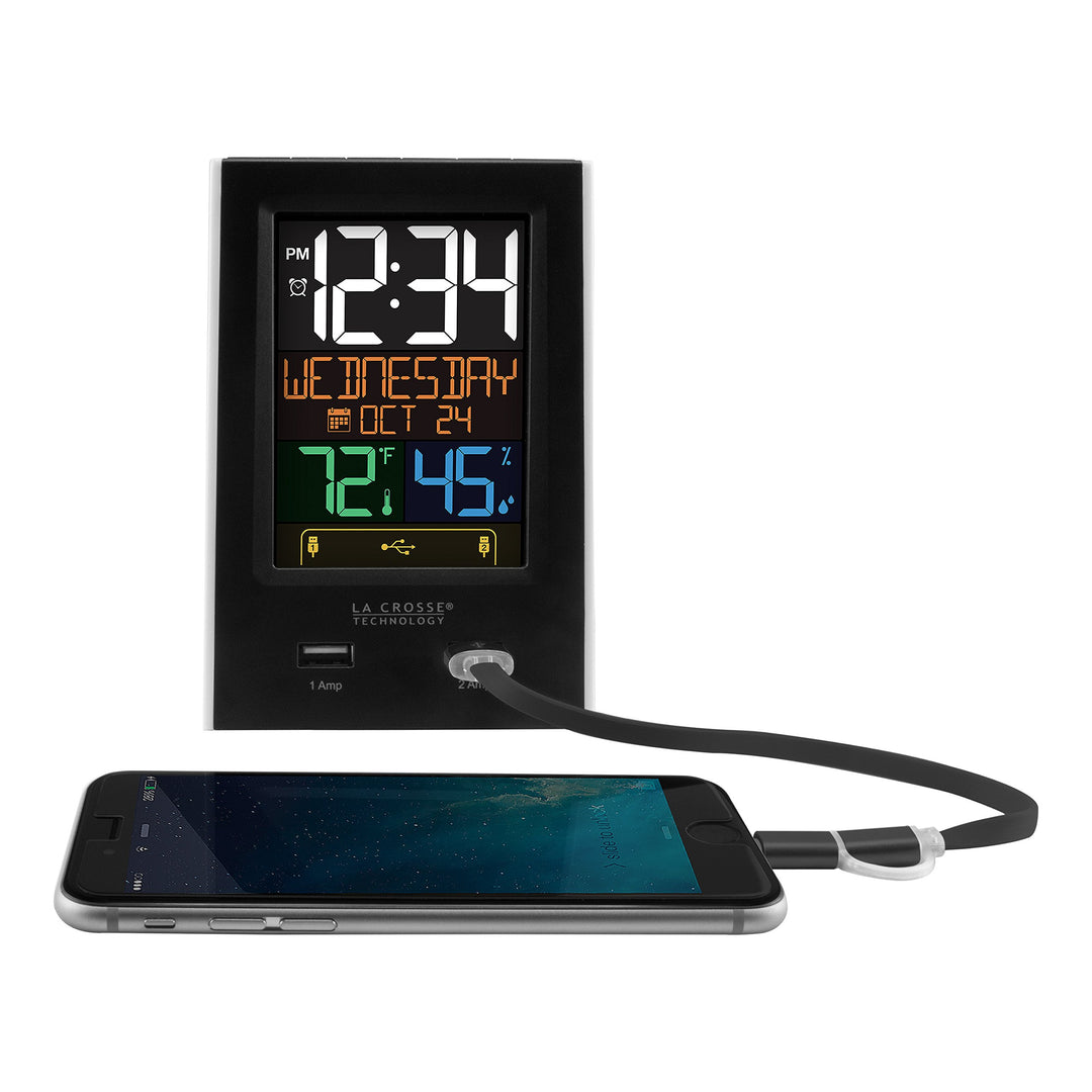 C86224 Dual USB Charging Alarm with nap Timer, 3.74 L x 2.40 W x 5.24 H, Black