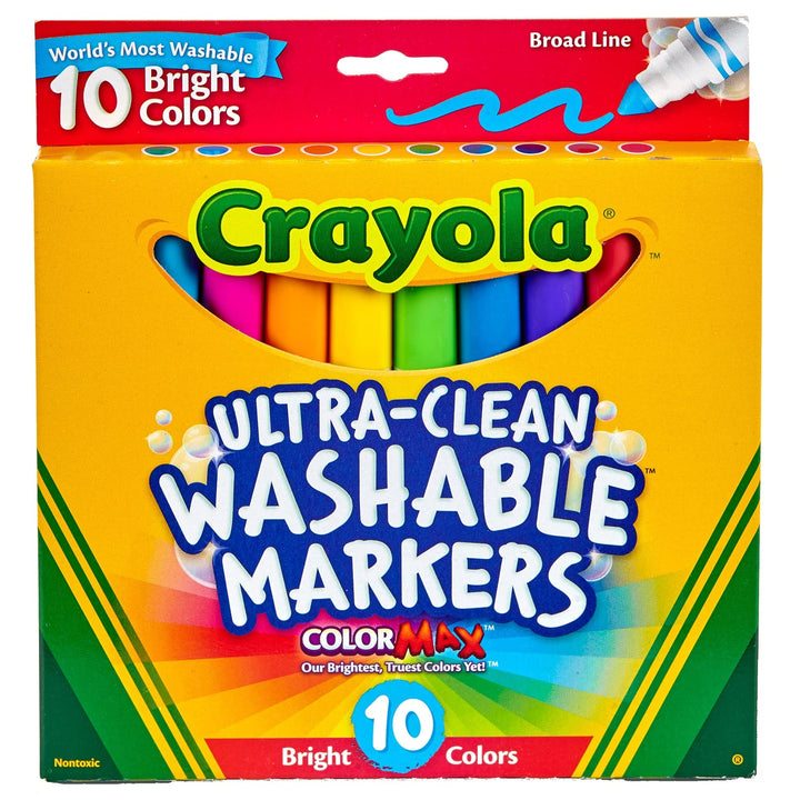 Ultra Clean Washable Markers (10 Count), Broad Line Markers For Kids, Great For Crafting & School Supplies, Nontoxic