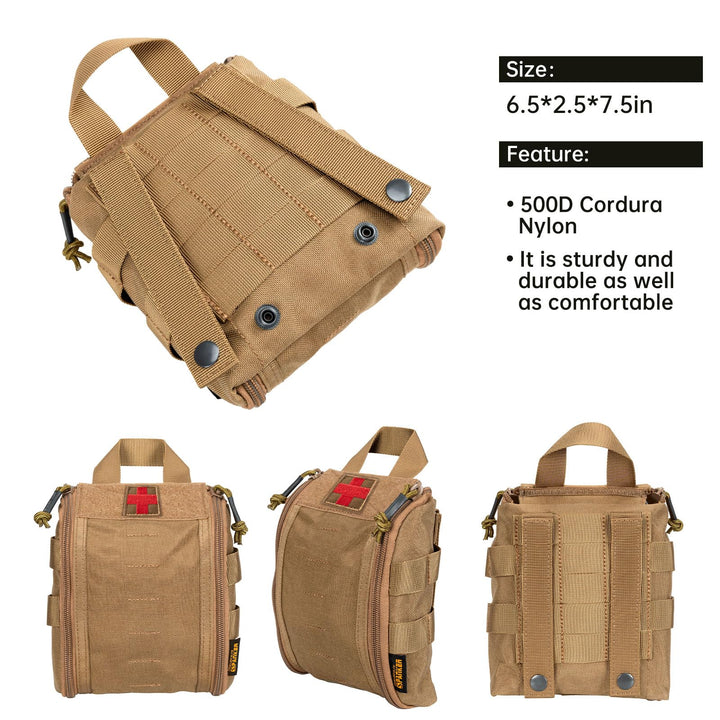 Tactical First Aid Kits Medical Utility Pouch Molle EMT Pouch Quick Release Emergency Survival Kits (Coyote Brown)