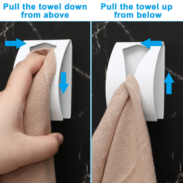 4 Pcs Self Adhesive Towel Hook Holder Grabber Stainless Steel Kitchen Dish Towel Hook Wall Mount Non Drilling Towel Hangers Rack Hand Towel Hook Tea Towel Holders for Bathroom (White)